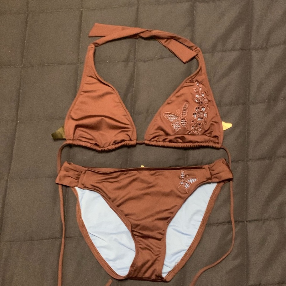 2 pc swimsuit purple /blue butterflies